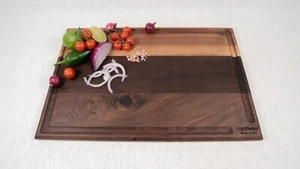 Handmade Walnut Cutting Chopping Board With Juice Groove Personalized Gift - Picture 1 of 8