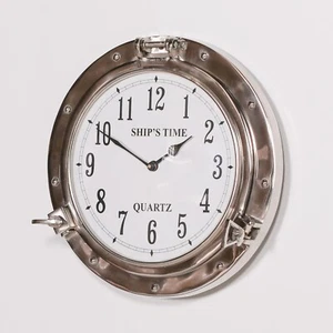  Clocks & Tide Clocks in cast brass Large 38 cm Ships Porthole Style Wall Clock - Picture 1 of 3