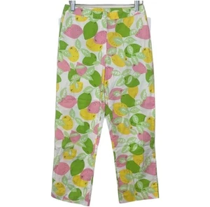 Lilly Pulitzer Vintage White Label Citrus Fruit Novelty Print Capri Pants - Picture 1 of 7