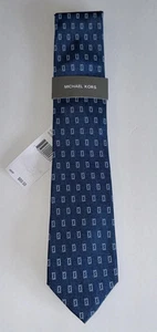 NEW Michael Kors Mens Neck Tie BLUE Geometric Check Cube %100 Silk NWT ($69.50) - Picture 1 of 3