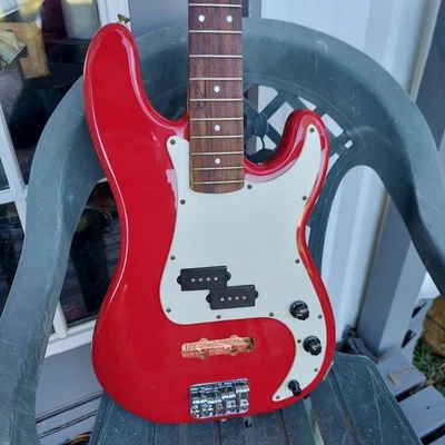 Squier Fender Precision Bass 20th Anniversary Red PJ Conversion Route No Strings - Image 1 of 4