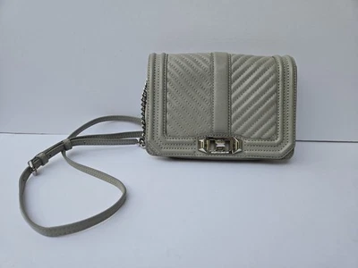 Rebecca Minkoff Quilted Chevron Leather Crossbody Bag Mini Gray Chain Strap - Image 1 of 4