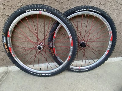 Silver/Red Industry 9 Nine Trail 26” Straight Pull Quick Release Disc Wheelset - Image 1 of 4