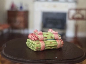 Miniature Dollhouse Artisan Valerie Casson Porcelain Asparagus Dish Signed 1:12 - Picture 1 of 6