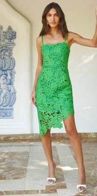 Vestido Adelyn Rae Crochet Encaje Sin Mangas Dobladillo Asimétrico Pequeño Verde Nuevo con Etiquetas Foto 1 de 4