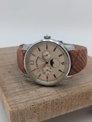 Tommy Bahama TB1190 Moon Phase Watch Brown Woven Strap 44mm Case  - Image 1 of 4