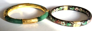 Two Vintage Chinese bangles - one jade and the other cloissone 55.1 gms - Picture 1 of 22