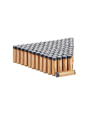 100 Amazon Basics AAA Alkaline High-Performance Batteries 1.5 Volt 10-Year Shelf - Image 1 of 4