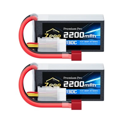2x Zeee 3S Short 11.1V 2200mAh Lipo Akku T Stecker 130C for RC Auto LKW Boot UAV - Bild 1 von 4
