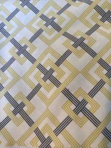 Waverly USA Made Fabric 6 Yards X 55” Yellow Gray Square Root Geometric Lattice - Picture 1 of 9