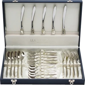 Lucky Wood Pleco 25pc.Dinner Set Silver Kobayashi Kogyo Japan - Picture 1 of 6