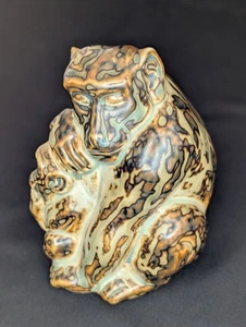 Vintage Royal Copenhagen Steinzeug Affe mit Baby Figur 20193 Knud Kyhn - Bild 1 von 8