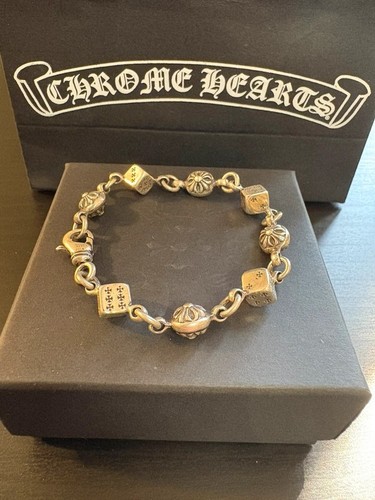 CHROME HEARTS Bracciale Argento Dadi Cuori Cromati