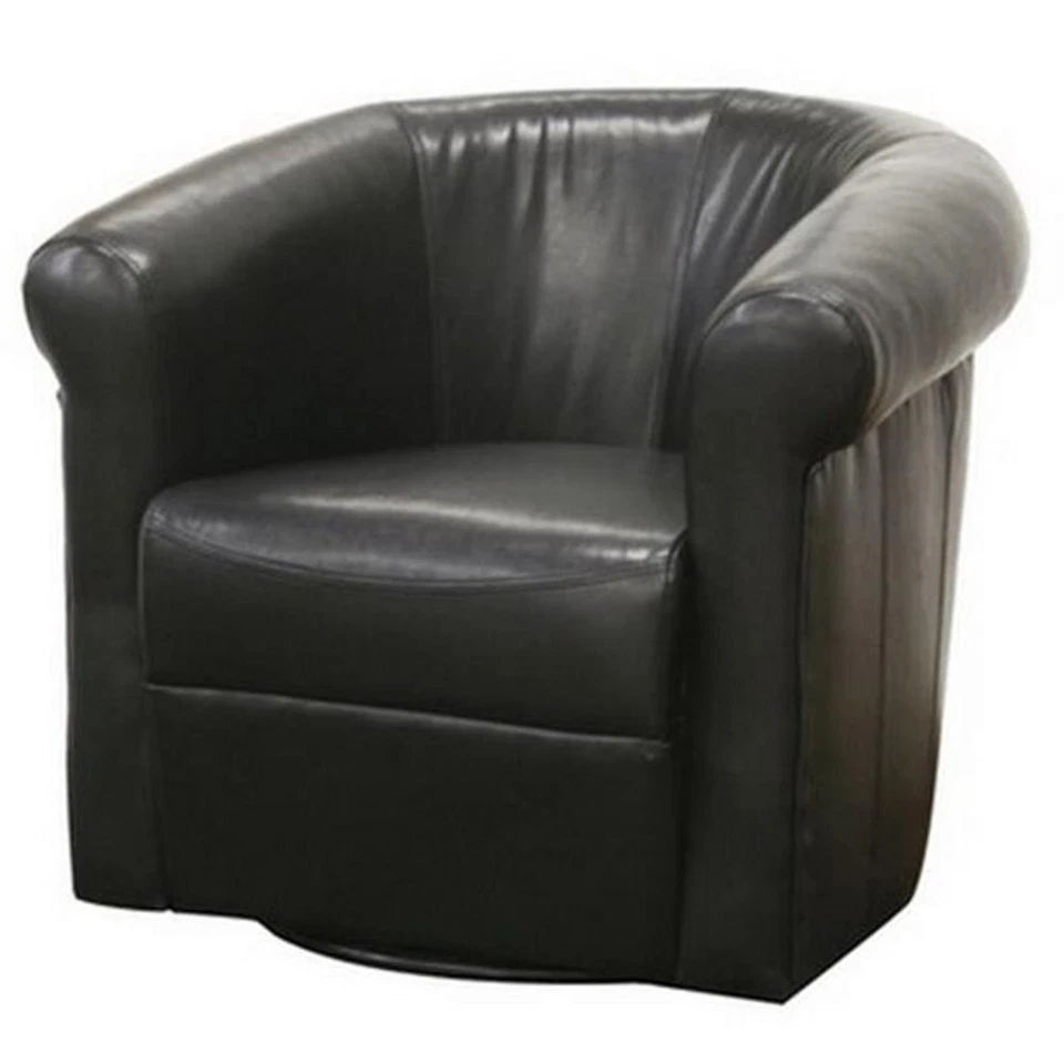 Baxton Studio Julian Black Faux Leather Club Chair With 360 Degree Swivel