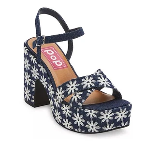 Pop Grandiose Damen-Sandalen mit Absatz blau weiß Größe 8,5M - Bild 1 von 10