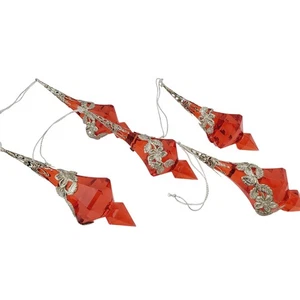 Vintage Beautiful Embellished Teardrop Christmas Ornament X5 Acrylic & Silver - Picture 1 of 12