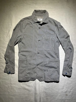 Hickory Stripe Chore Coat Jack Spade Jacket Men's Small Blue Railroad Stripe NYC - Image 1 of 4