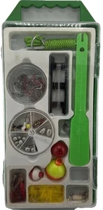 Lotto attrezzi da pesca con custodia esche inutilizzate affondatori bobbers stringer acqua dolce  - Foto 1 di 5