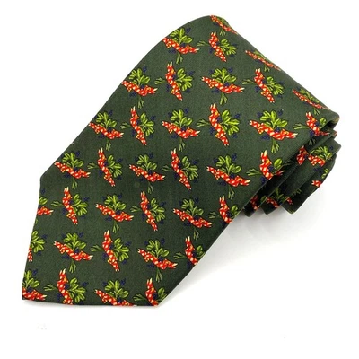Corbata de seda Brooks Brothers Makers verde estampado de muérdago navideño hecha en EE. UU. DE COLECCIÓN Foto 1 de 4