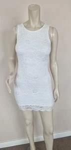 H&M - white mini dress with lacy overlay. Very Sexy. Size 10 - Picture 1 of 5