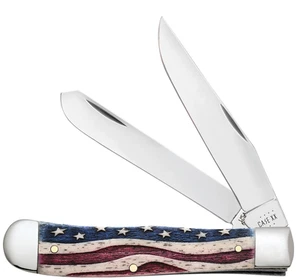 Case xx Trapper Knife Star Spangled Natural Bone US Flag Pocket 64132 - Picture 1 of 5
