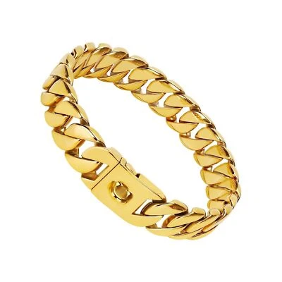 Collar de cadena para perro grande, collar de entrenamiento para caminar de eslabones cubanos de 32 mm con diseño seguro... Foto 1 de 4