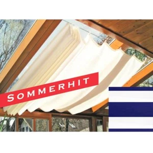 Sonnensegel Seilspannmarkise f. Pergola Beschattung 265x145cm Blau Weiß - Bild 1 von 1