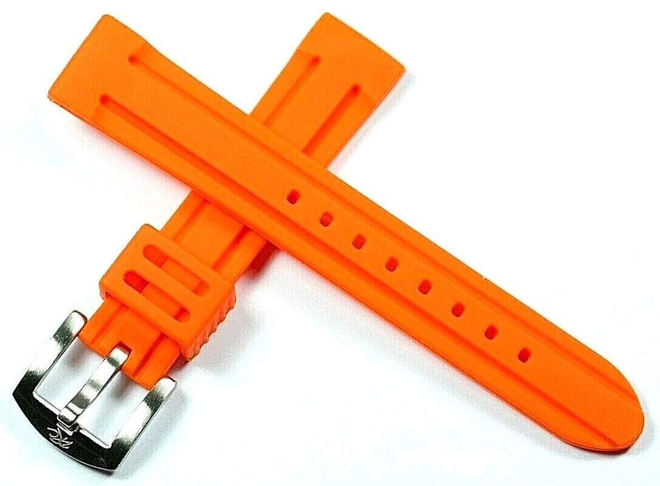 18 mm CORREA DE RELOJ NARANJA SILICIO DE ZRC ANTIALÉRGICA LAVABLE DEPORTES NUEVO Foto 1 de 4