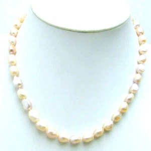Collar de perlas rosas FW barrocas naturales barrocas de 7-9 mm para mujer joyas gargantillas de 17" - Imagen 1 de 3
