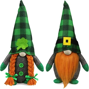 Tifeson St.Patrick'S Day Gnome Plush Elf Decorations - Mr and Mrs Green Buffalo - Picture 1 of 12
