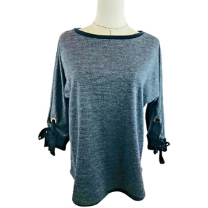 New Charter Club Gray Women's Round Neck Quarter Sleeve Sweater Size Medium - Picture 1 of 5