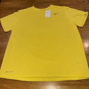 Nike Mens Dri-Fit Legend SS 2XL Training Shirt Yellow 727982 700 New With Tags - Picture 1 of 6