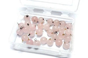 25 Pcs Natural Rose Quartz Round 6mm Smooth Loose Beads Silver Wire Wrapped - Picture 1 of 5
