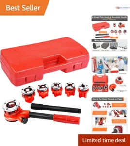 Portable Ratcheting Pipe Threading Tool Set with Malleable Cast Iron & Case - Picture 1 of 11