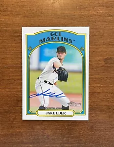 Jake Eder 2021 Topps Heritage Real One Auto ROA-JE Angels Vanderbilt White Sox - Picture 1 of 2