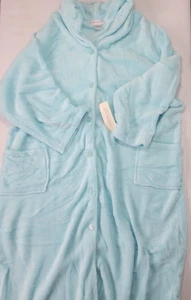 Shadowline Cuddle Fleece Women's Robe Button Up Pockets Sea Foam Size 3X New NOS - Picture 1 of 6