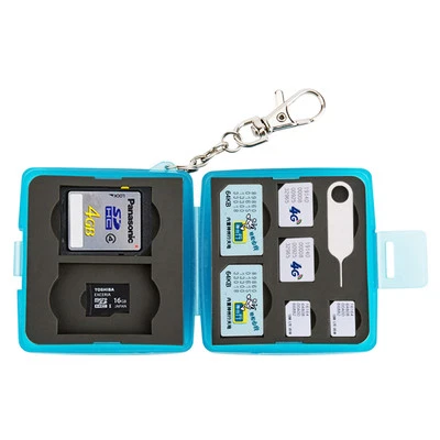 JJC Memory Card Case Mini w/ Lock&Ring 2SD+2MSD+2SIM+2Micro SIM+2Nano SIM Cards - Image 1 of 4