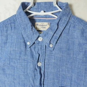 Weatherproof Vintage Button Up Shirt Men's L Blue Washable Linen Short Sleeve - Picture 1 of 7