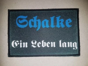Aufnäher Schalke Ein Leben lang Fahne Flagge Aufbügler Patch 9 x 6 cm - Bild 1 von 2