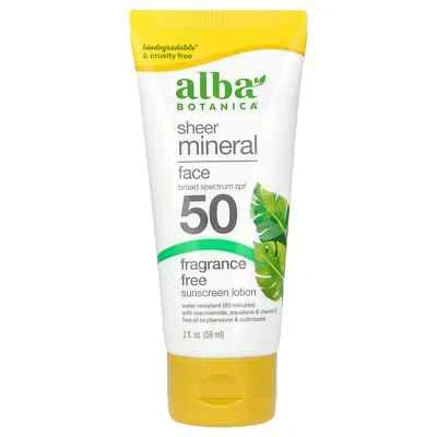 Alba Botanica Sheer Mineral Face Sunscreen Lotion, SPF 50, Fragrance Free, 2 fl - Image 1 of 4