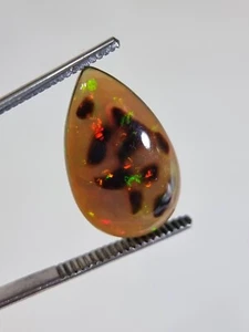 Opal Gemstone Certified Grey Natural Loose Pear Cabochon Untreated Ethiopia - Picture 1 of 9