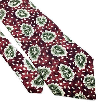 Joseph Abboud Corbata de Seda Estampado Rojo Marrón Floral Paisley Ancha Foto 1 de 4