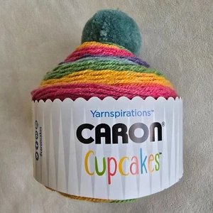Caron Yarnspirations Cupcakes Candy Buttons 3 Oz Acrylic Yarn Hat Pattern Pompom - Picture 1 of 13
