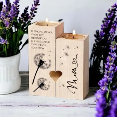 UKGIFTSTOREONLINE Mum In Loving Memory Remembrance Double Tea Light Candle Holder TL-UV-35