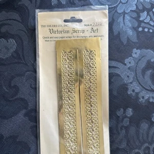 Scalloped Border, Antique Gold Strips Paper Victorian Art Crafts Decoupage - Picture 1 of 3