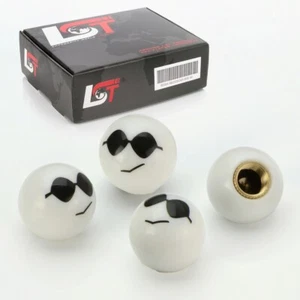 4x Valve Caps Tyre Valve Cover Ball Smiley Sunglasses for Maybach - Picture 1 of 3
