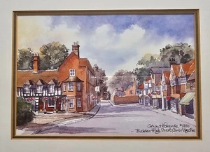 Impresión en acuarela enmarcada edición limitada Martin Goode Buckden High Street #31 certificado de autenticidad - Imagen 1 de 7