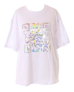 TP-185-1 Weiß QR Code Scan Cyber Punk Hologram Zeichen T-Shirt Harajuku Kawaii - Bild 1 von 5