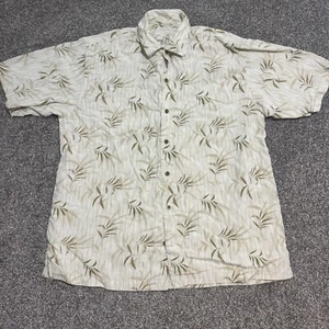 Tommy Bahama Men’s L Tencell Beige Floral Short Sleeve Hawaiian Buttons Shirt - Picture 1 of 5