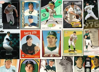BARRY ZITO lot 50 diff with RC's and inserts parallels OAKLAND A'S ATHLETICS - Image 1 of 2
